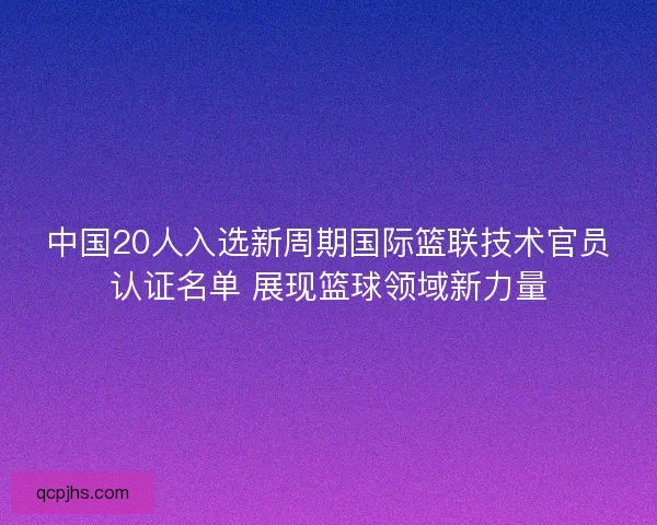 中国20人入选新周期国际篮联技术官员认证名单 展现篮球领域新力量